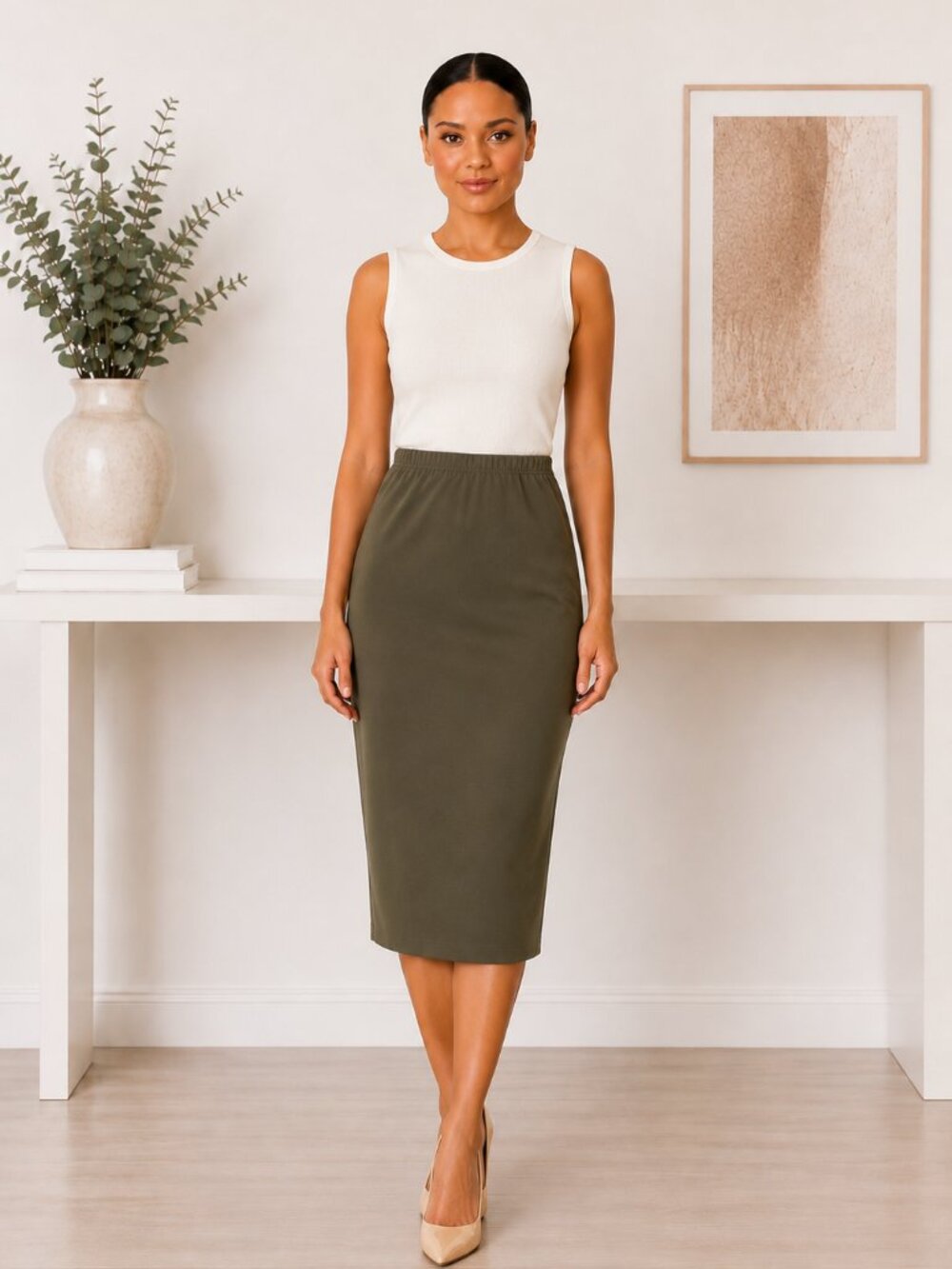 Lafayette 148 New York Long Pencil Skirt Green XS Petite NWT